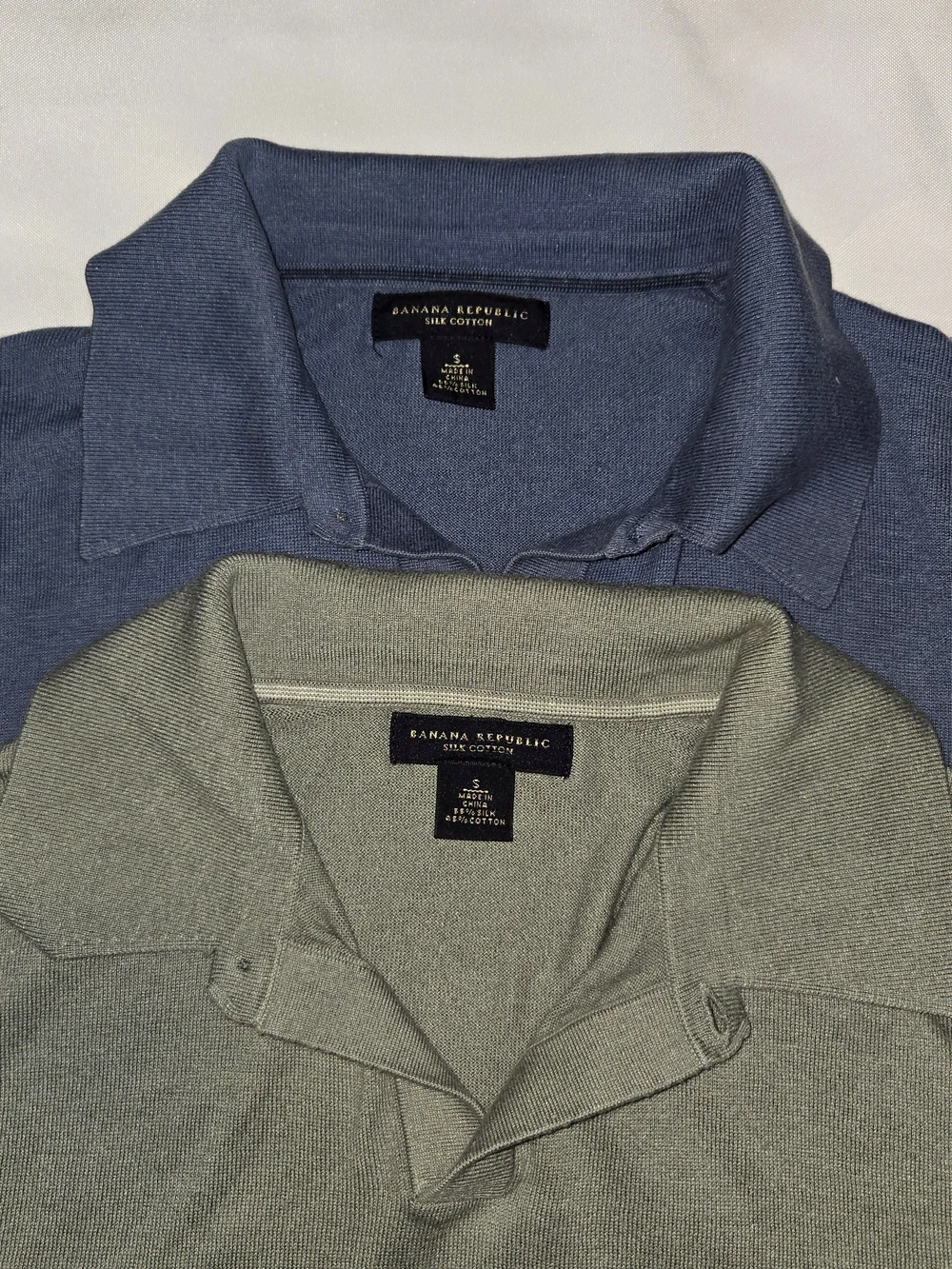 Banana Republic Silk/Cotton Polo Shirts Multi-Pack (2) Blue & Sage Gray -  Sm